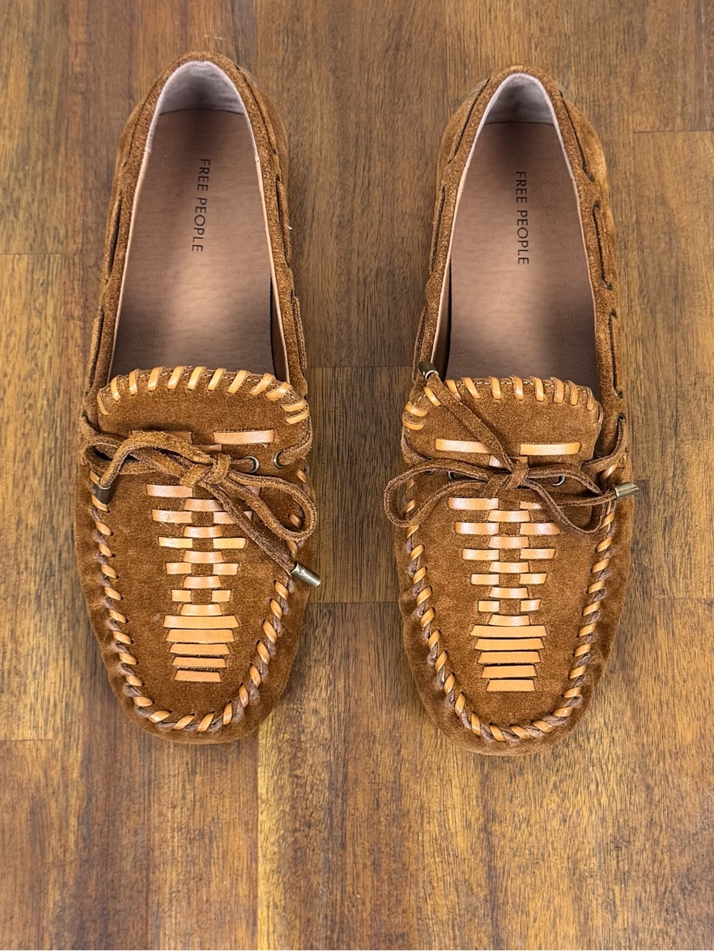 Free People Misty Suede Moccasin Shoe in Cognac Suede New Without Box Sz 39